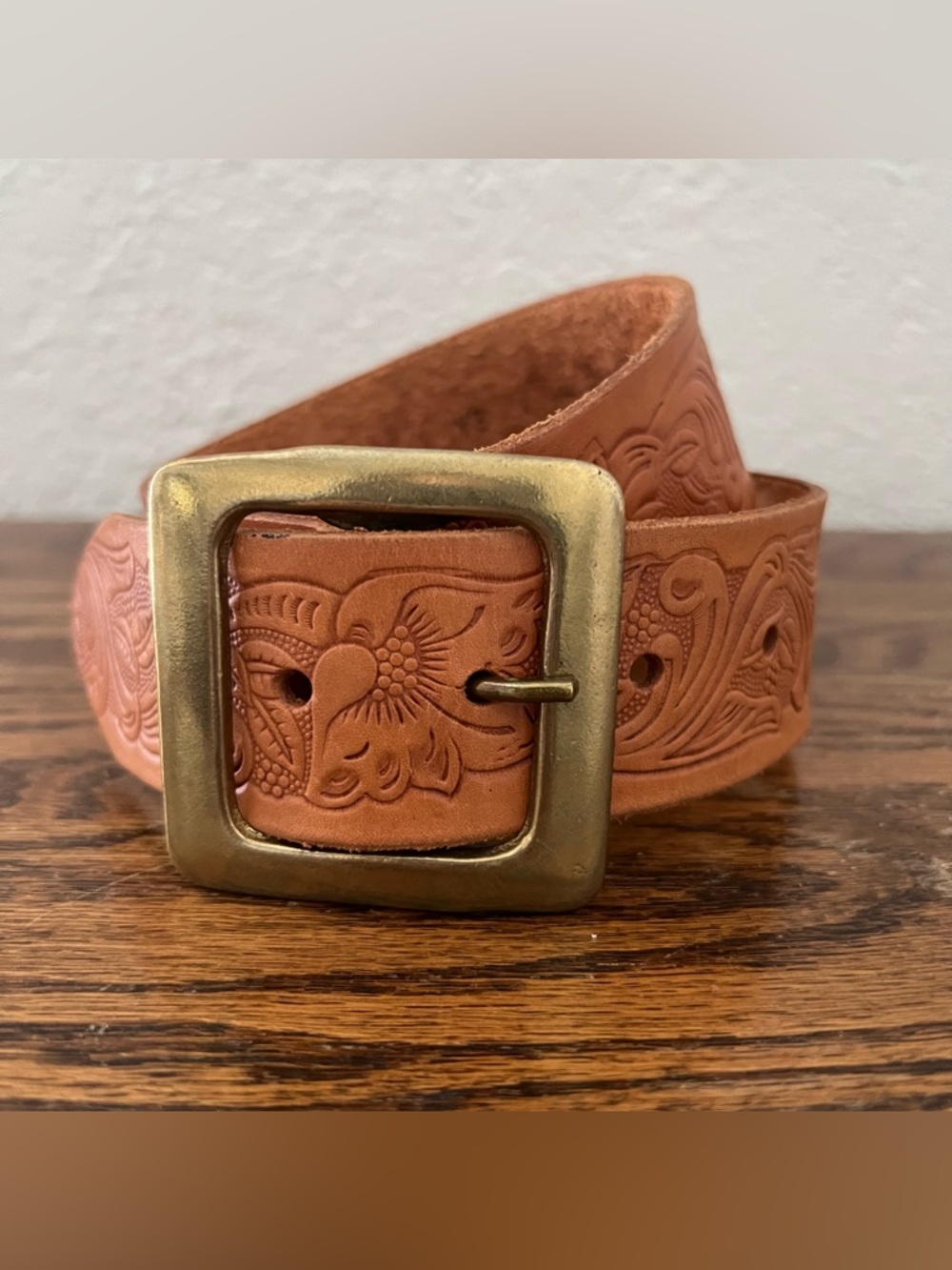 Catherine Dial Easley Embossed Leather Belt San Antonio Texas Size Small